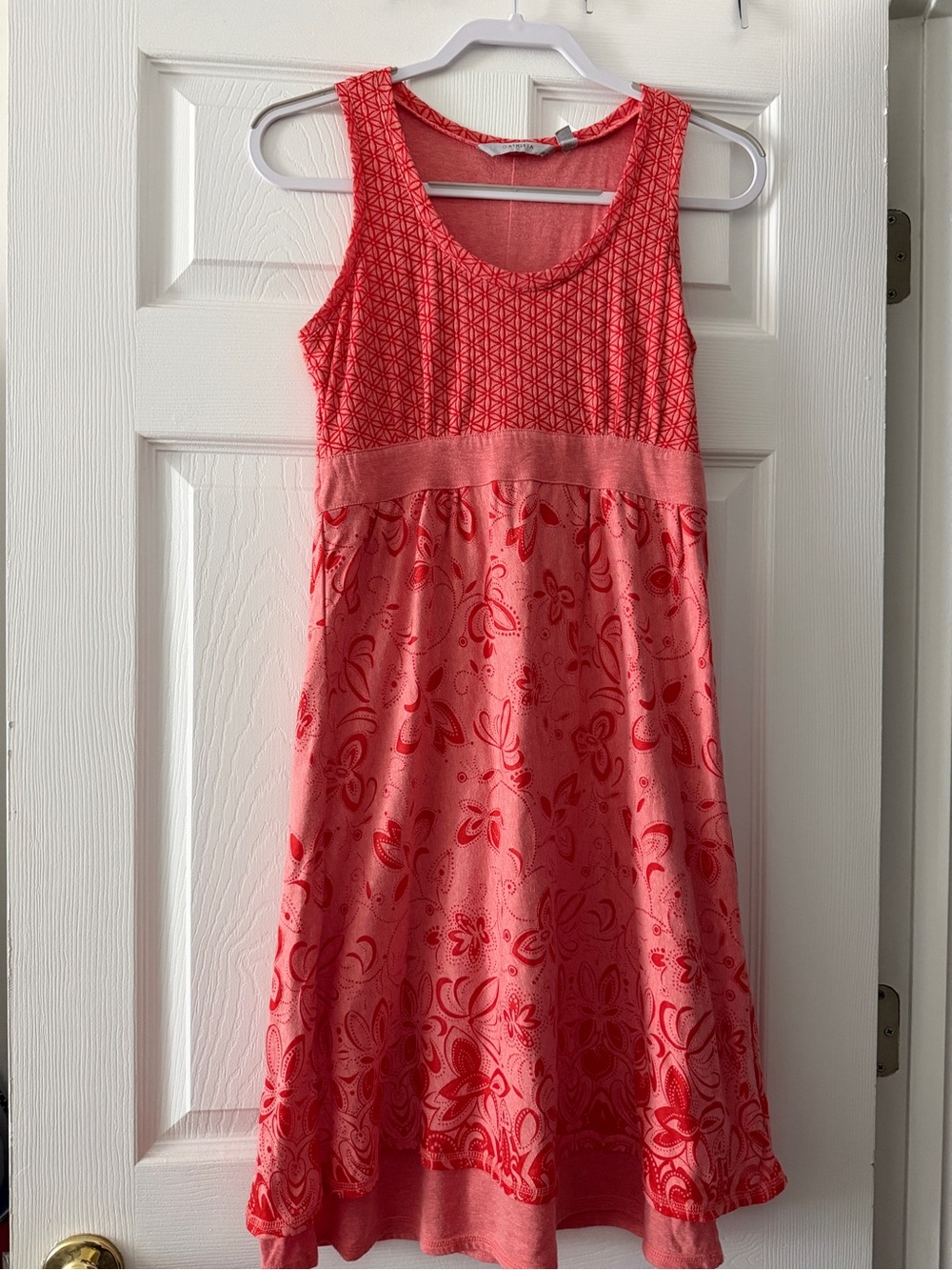 Athleta Sleeveless Fit & Flare Tie Back Dress Small Coral Pink